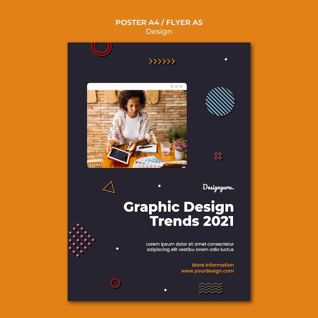 Graphic design print template with photo