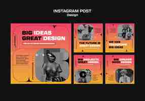 PSD gratuito collezione di post di instagram per la professione di graphic design