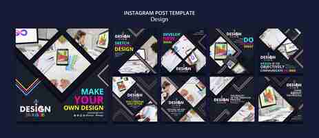 Free PSD graphic design profession instagram posts collection