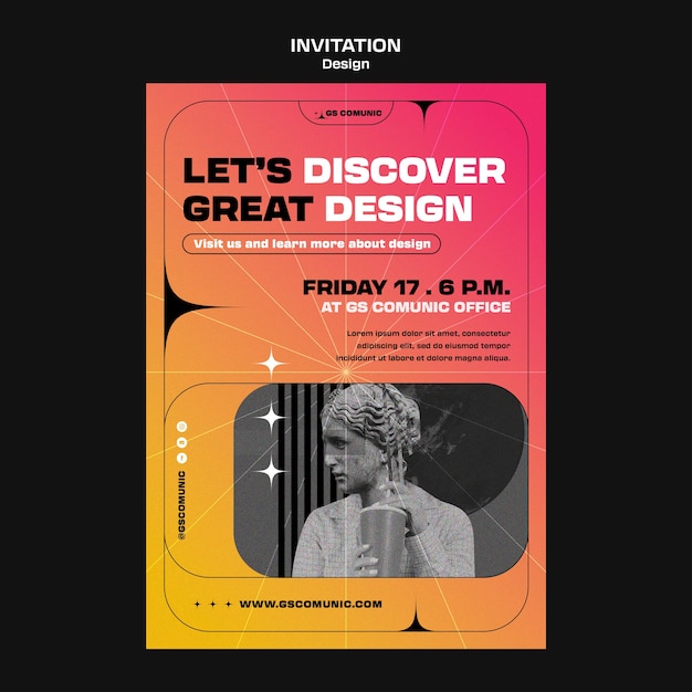 PSD gratuito modello di invito alla professione di graphic design