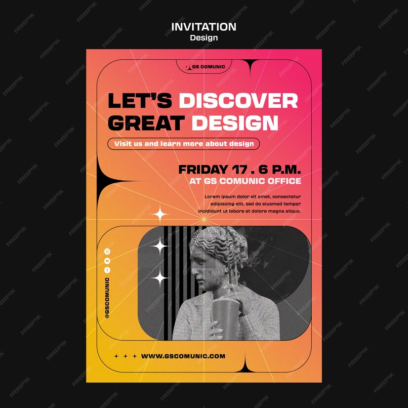 Free PSD | Graphic design profession invitation template