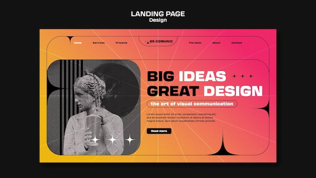 creative in design Free PSD graphic design profession landing page template