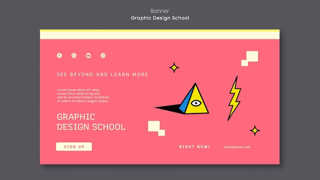 PSD gratuito modello di banner di scuola di design grafico