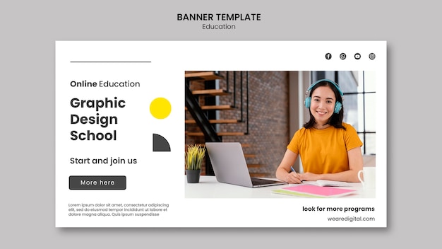 Free PSD graphic design school banner template