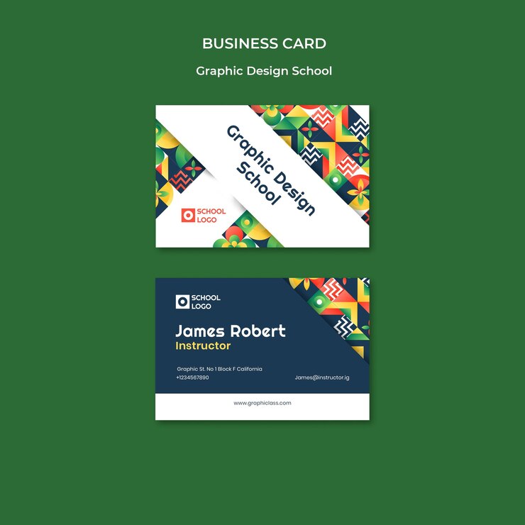 Free PSD graphic design school business card