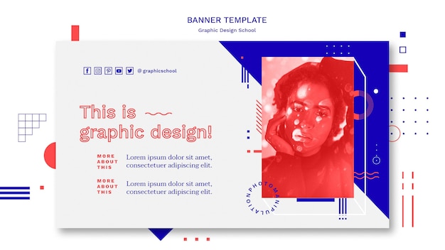 Graphic design school concept banner template