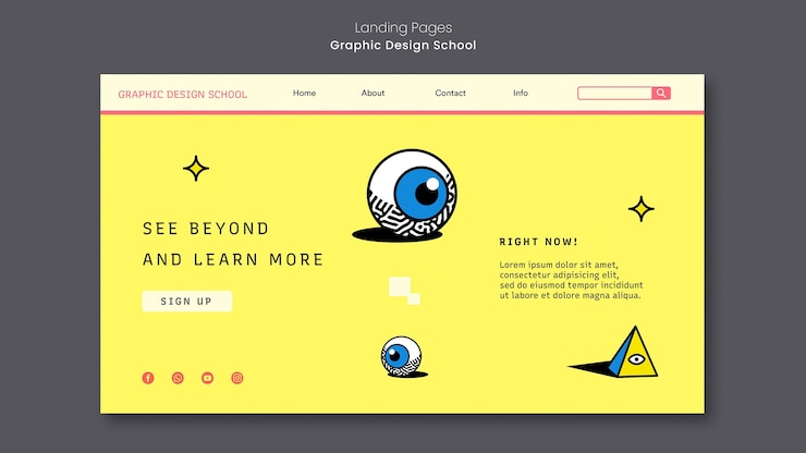 Free PSD graphic design school landing page
