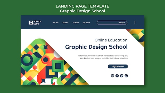 Graphic design school landing page