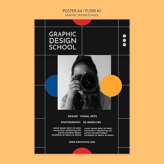 Graphic design school poster template