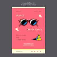 PSD gratuito modello di poster di scuola di design grafico