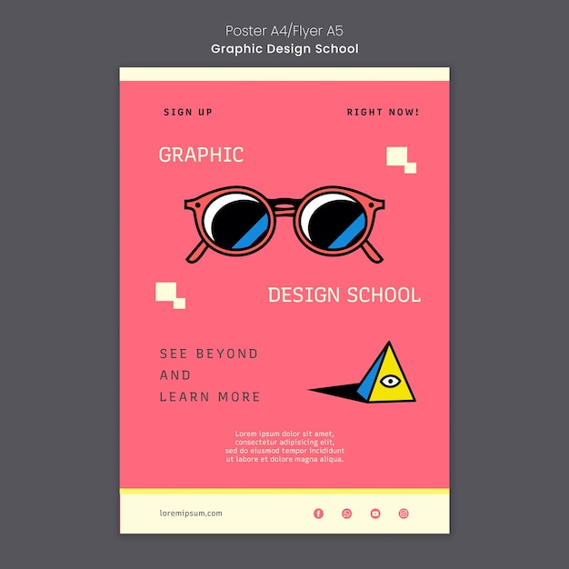 Modello di poster di scuola di design grafico