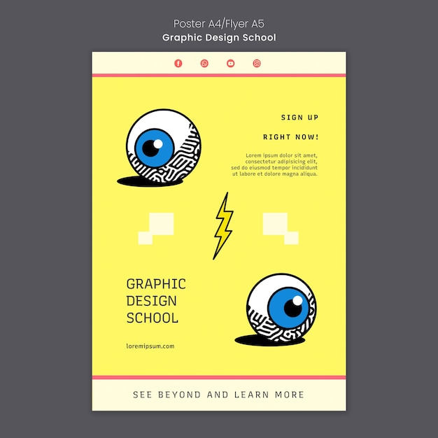 グラフィックデザイン学校のポスターテンプレート