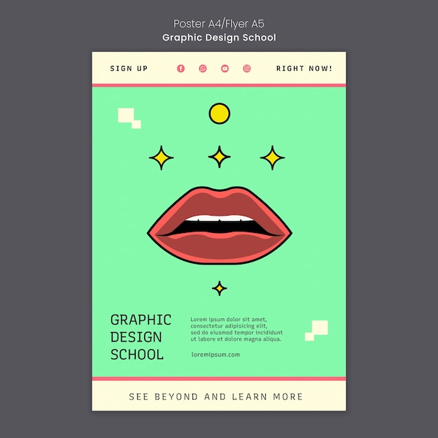 Free PSD graphic design school poster template