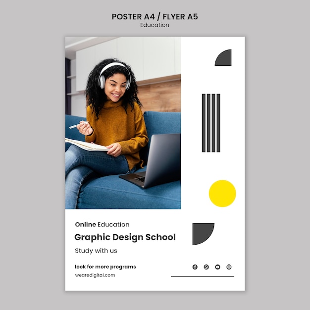 Modello di poster di scuola di design grafico