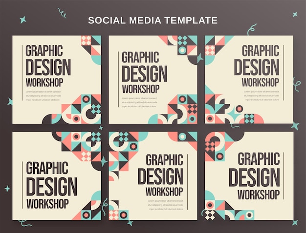 Graphic design workshop social media banner and instagram post template