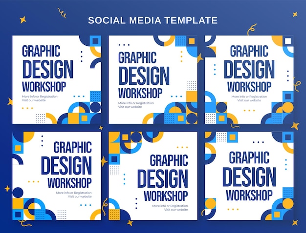 Graphic design workshop social media banner and instagram post template