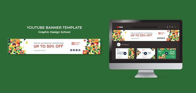 PSD gratuito banner youtube di progettazione grafica