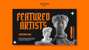 PSD gratuito modello di copertina youtube di progettazione grafica con statua in marmo