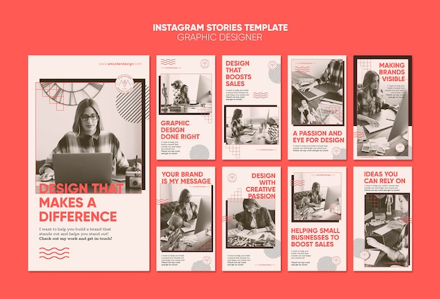 PSD gratuito storie di instagram di graphic designer