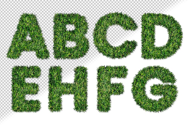 Бесплатный PSD Буквы алфавита для травы от a до h