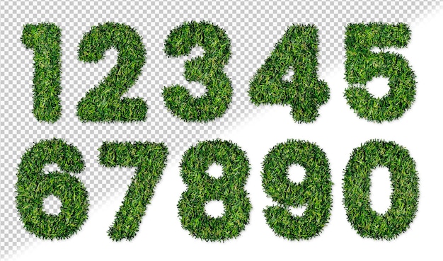 Free PSD grass numbers set