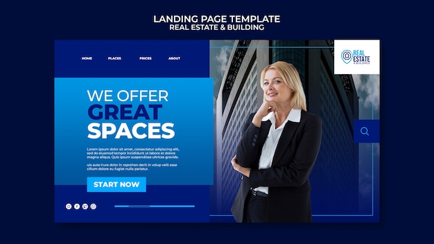 Free PSD great spaces offer landing page template