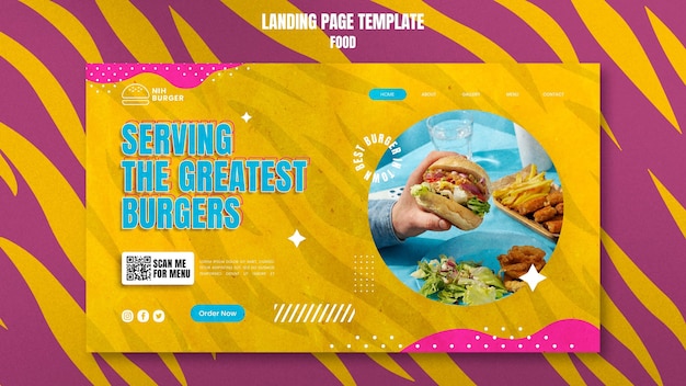 Free PSD greatest burgers landing page template