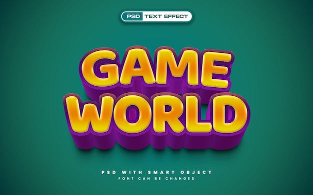 PSD gratuito uno sfondo verde con l'effetto game world text su di esso