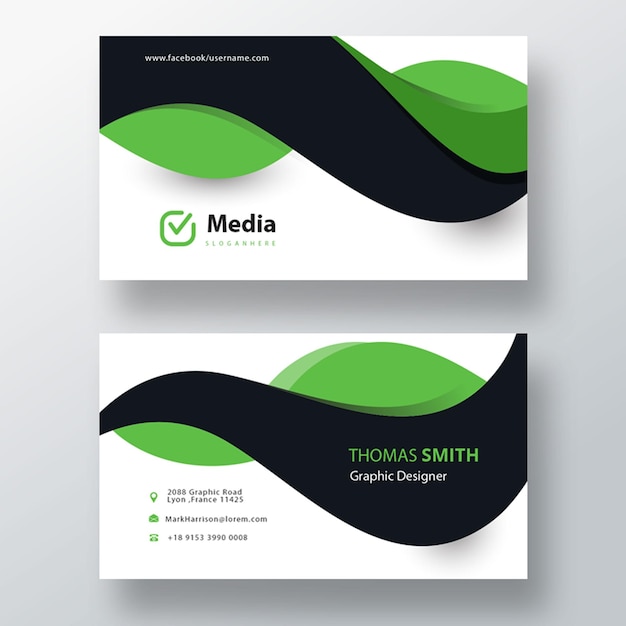 Free PSD green and black business card template