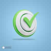 PSD gratuito illustrazione di rendering 3d dell'icona del simbolo del segno di spunta verde