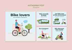 Free PSD green and eco friendly transport instagram posts collection