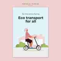 PSD gratuito modello di poster verticale per il trasporto ecologico ed ecologico