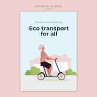 PSD gratuito modello di poster verticale per il trasporto ecologico ed ecologico