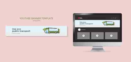 Free PSD green and eco friendly transport youtube banner template