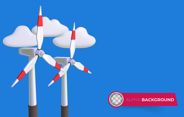 Green energy windmill. 3d illustration