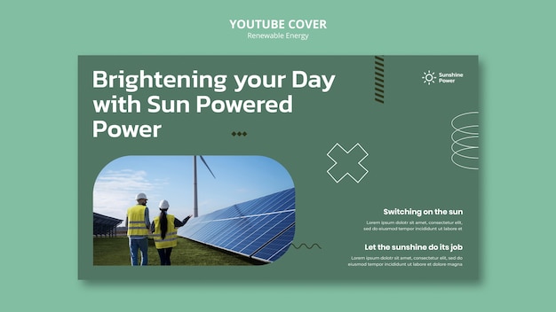 PSD gratuito modello di copertina youtube di energia verde