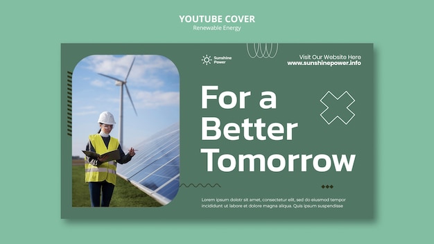 PSD gratuito modello di copertina youtube di energia verde