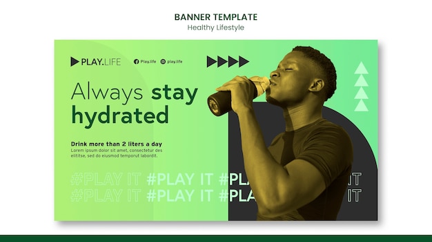 Free PSD green healthy lifestyle banner template