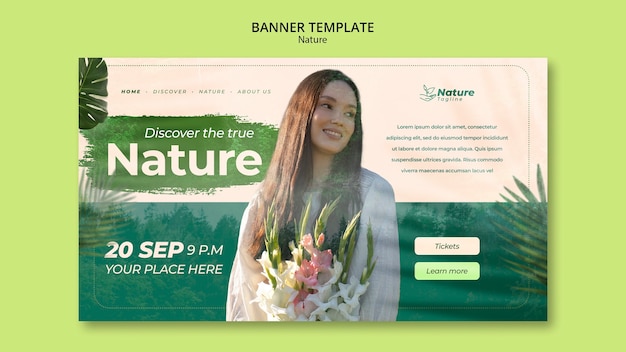 PSD gratuito modello di banner di design della natura verde