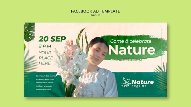 Free PSD green nature design facebook ad template