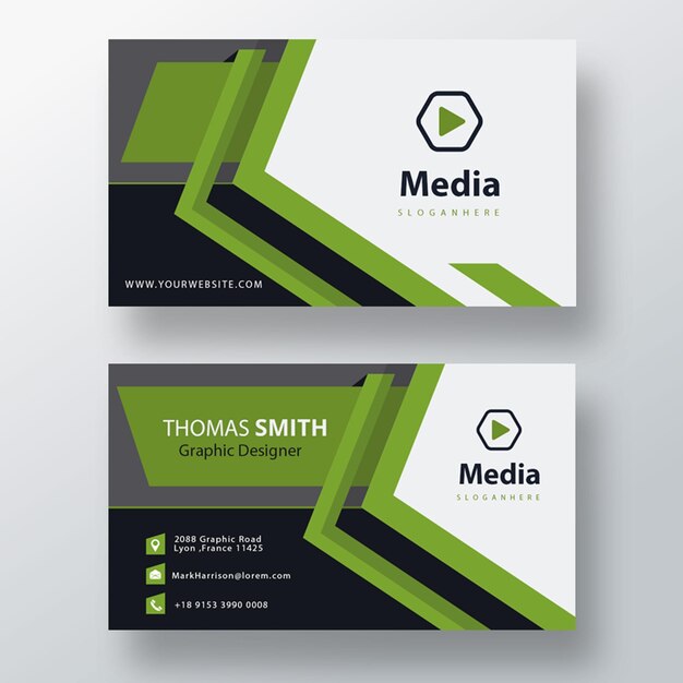 green professional psd business card template