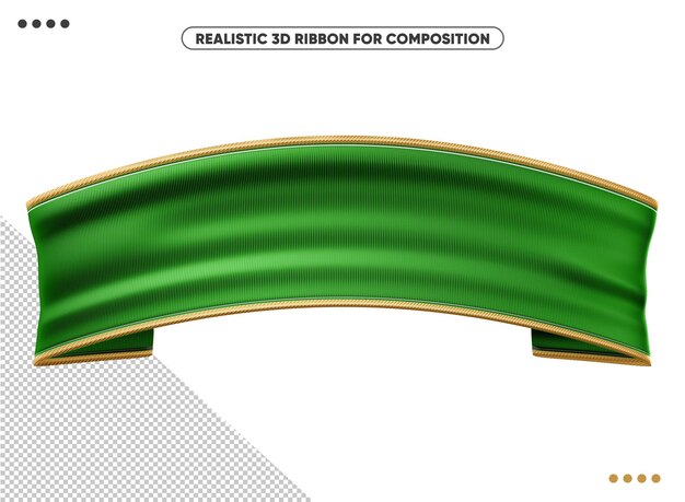 Green realistic 3d ribbon for compositing