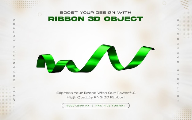 Free PSD green ribbon icon isolated 3d render illustration