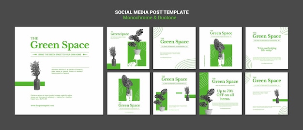 PSD gratuito modello di post sui social media dello spazio verde