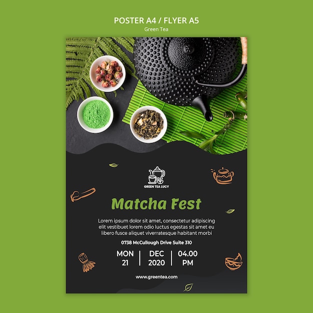 Green tea ad template poster