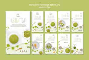 Free PSD green tea instagram stories template