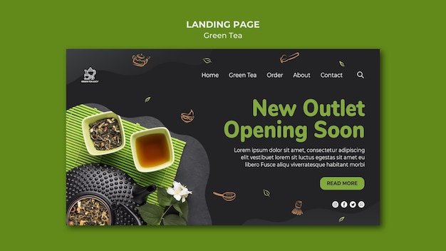 Free PSD green tea template landing page
