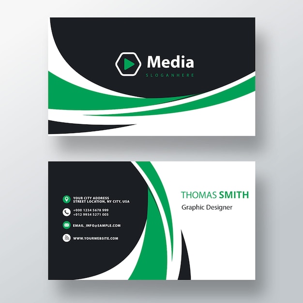 Free PSD green wavy psd business card template