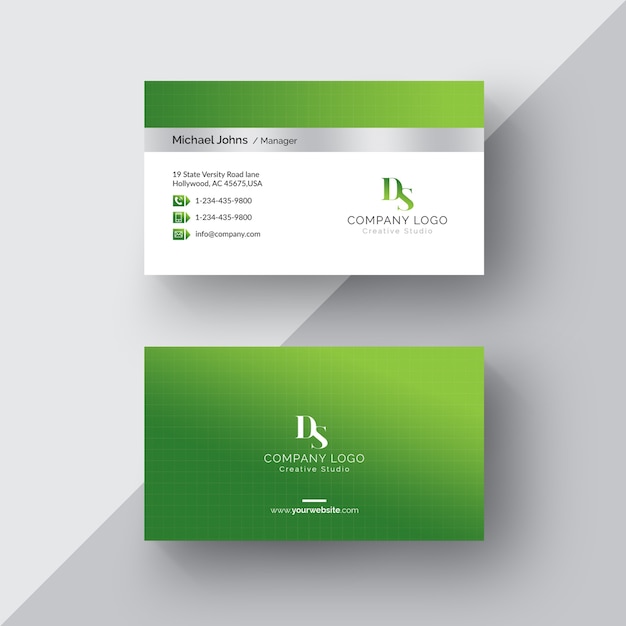 Free PSD green and white business card