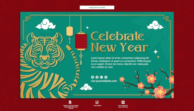 Greeting banner chinese new year template design